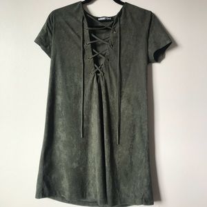 Hunter green suede dress